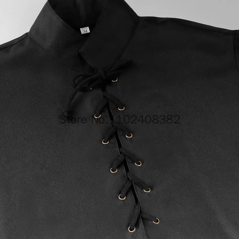 Men Pirate Viking Tops Renaissance Sleeveless Lace Up Tunic Medieval Cosplay Costume