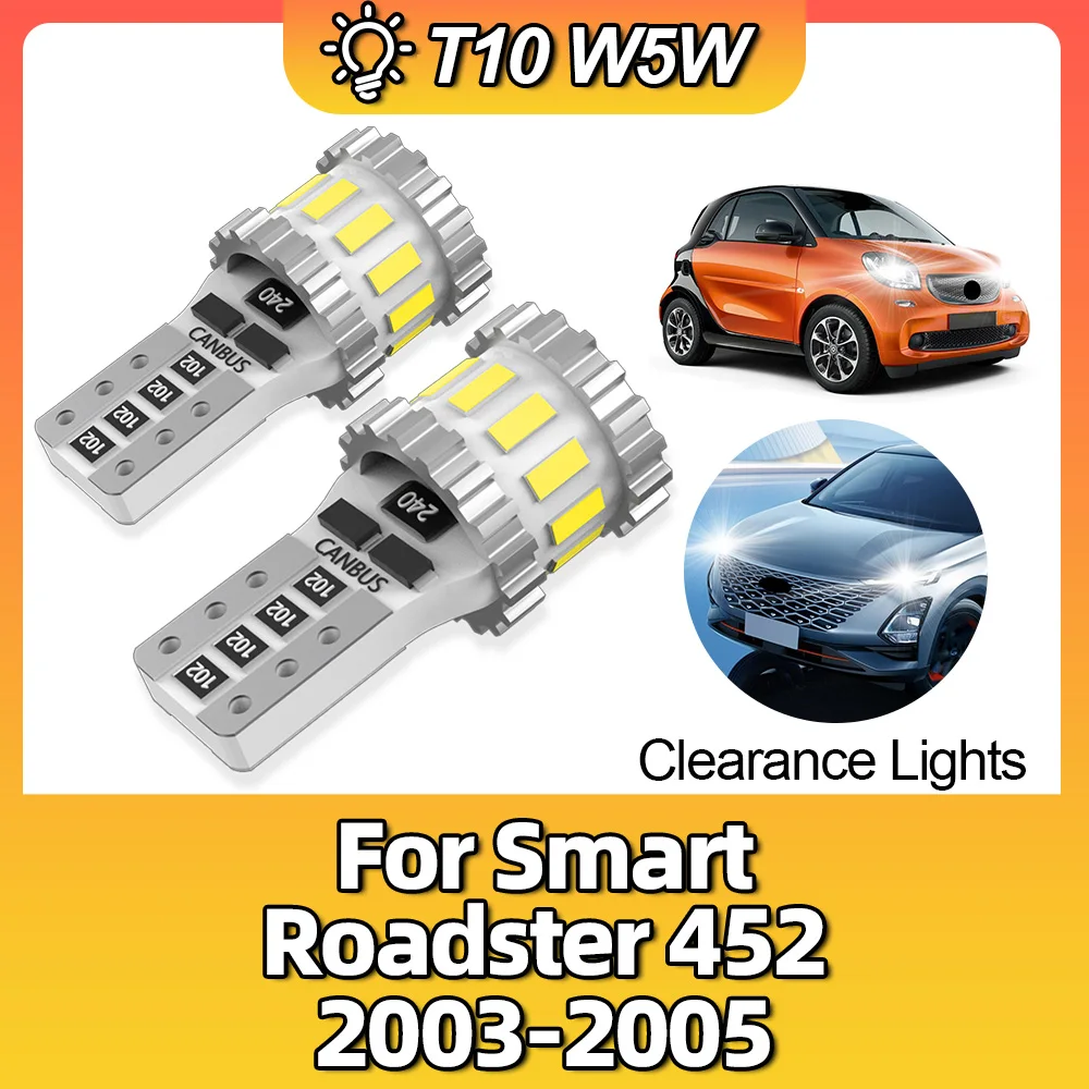 High Bright Dome Light 2pcs W5W 194 T10 Canbus LED Car Interior Error Free Clearance Lamp For Smart Roadster 452 2003 2004 2005