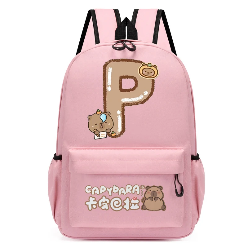 A-Z Alphabet Capybara Anime School Bag Backpack Back Pack Cartoon School Bags Kids Satchels Kindergarten Bookbag Child Mochila