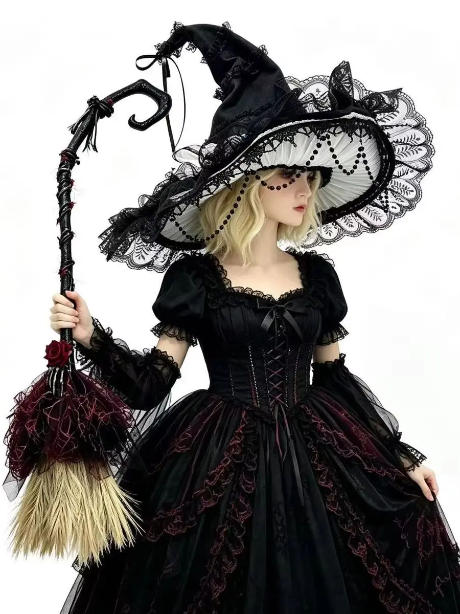 BNT Hut mit Schleife, Lolita, Schwarz, Halloween, Hexe, Lei Sibonett, Fledermaus, Spitzenschleife, Bnt-Kopfbedeckung, Mädchen, Frauen, Cosplay, Haarschmuck – Detail 2