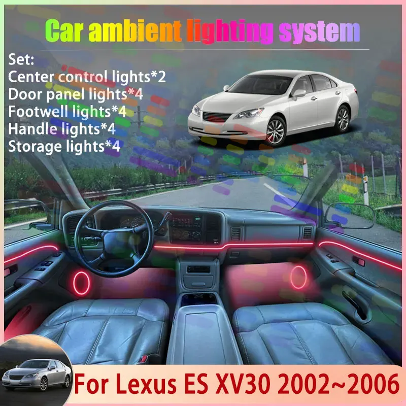 

Для Lexus ES XV40 2007 ~ 2012 2008 2/18 в 1, автомобильная атмосферная лампа, RGB абажур, ансамбль, стример, атмосферный набор, автоаксессуары