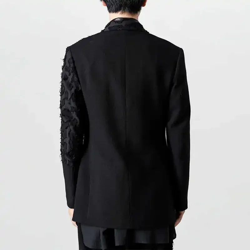YOJI OOAK Design sense men's patchwork single breasted suit jacket special processing leopard print style 4 button top