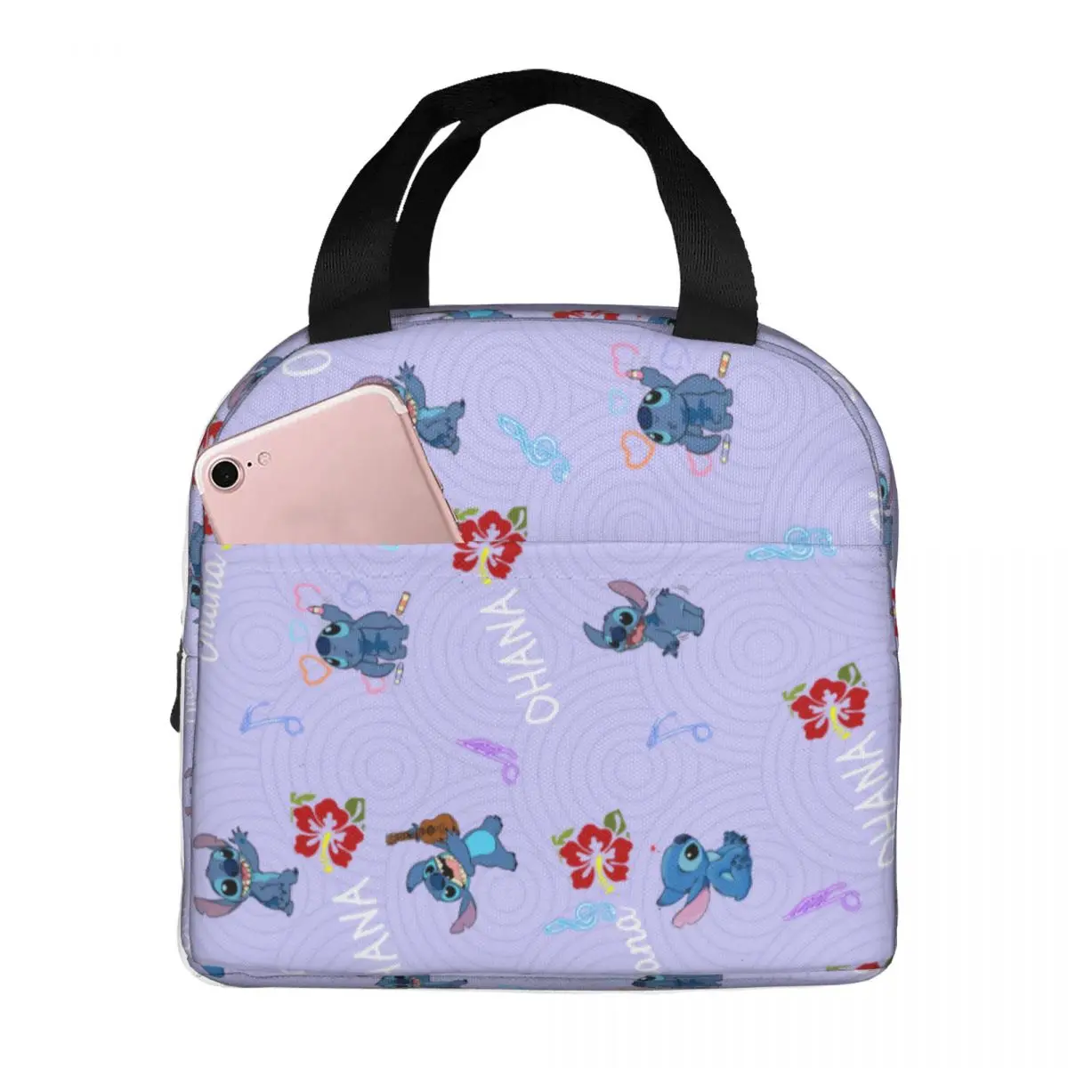 Cute Lilo And Stitch Insulated Lunch Bag Large Cartoon Lunch Container Thermal Bag Tote Lunch Box Beach Outdoor Food Bag