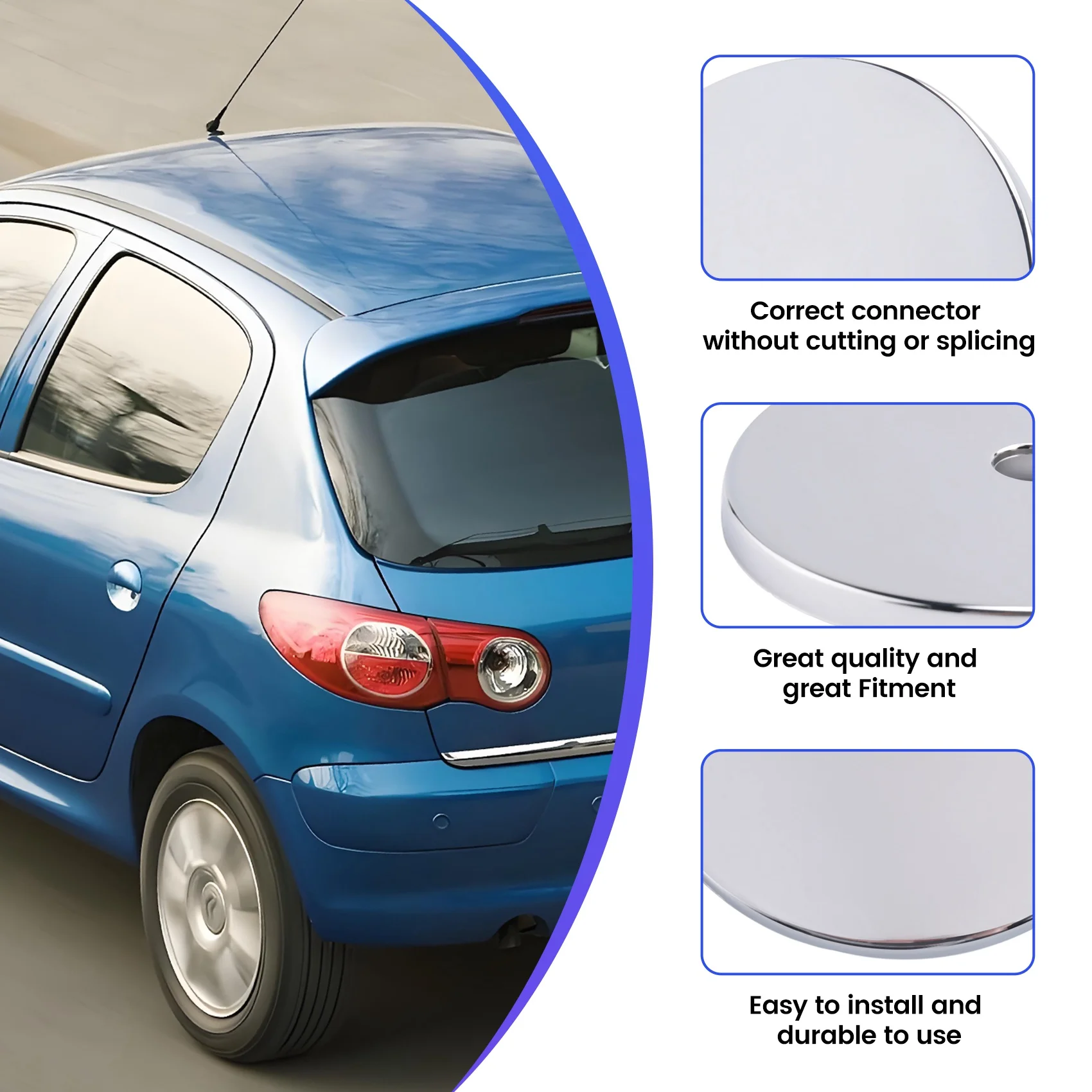 #41G External Gas Petrol Tank Lock Cover for Peugeot 206 207 Citroen C2,Fuel tank cap,(Silver&Grey)