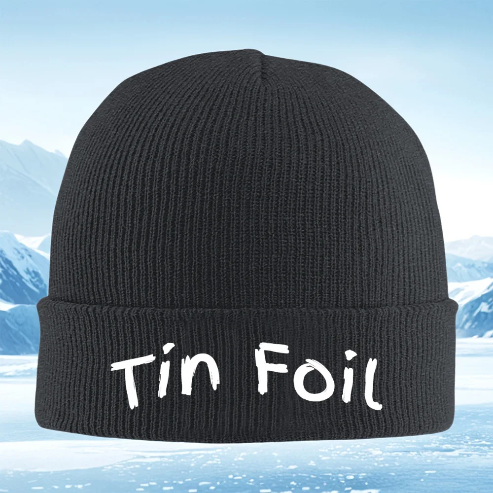 

Белый стержень из оловянной фольги, черная мужская и женская вязаная шапка унисекс, шапка-пуловер, зимняя теплая теплая рождественская уличная шапка Cyc