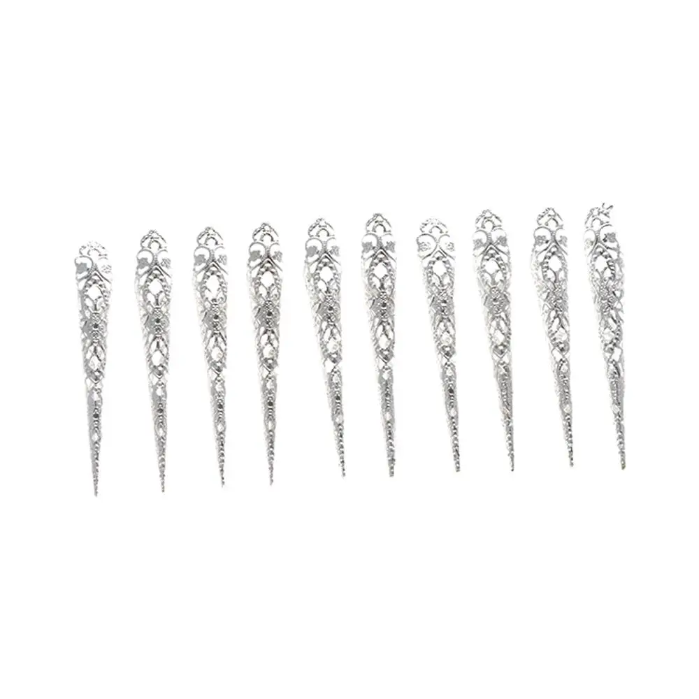 Floral Costume Antique Style Queen Knuckle Rings Belly Dance Accessories Nail Rings Set Finger Tip Protection