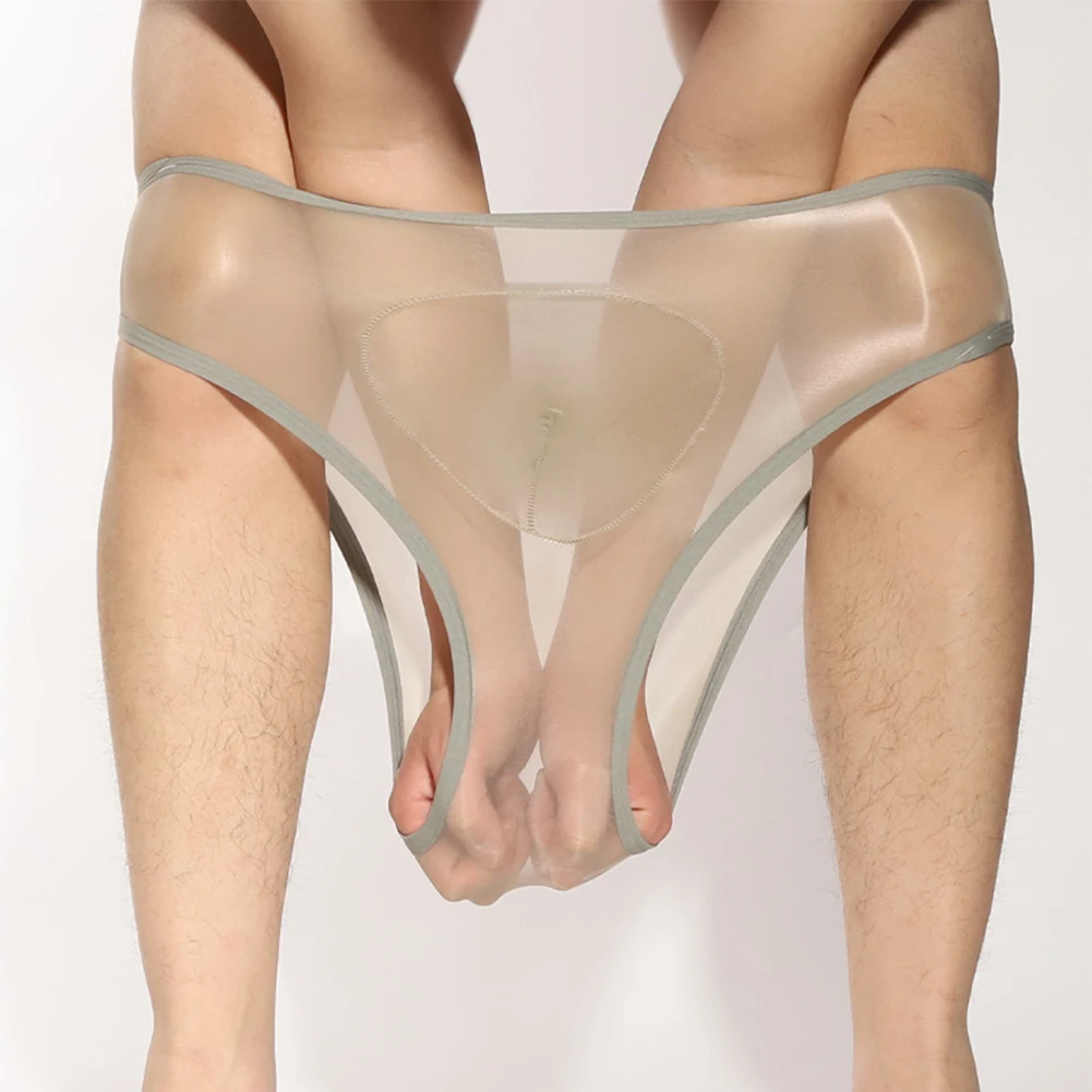 

1pc Oil Shiny Transparent Seamless Stretch Mesh Panties Shorts Breathable Pouch Underwear Man Briefs Lingerie One Size