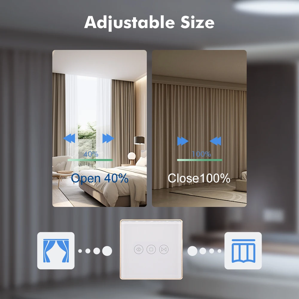 

Wi-Fi переключатель для штор, золото ЕС, алюминиевая рамка, 2,5D Arc Edge, таймер, расписание, настенный выключатель света, нейтральный провод, умный переключатель