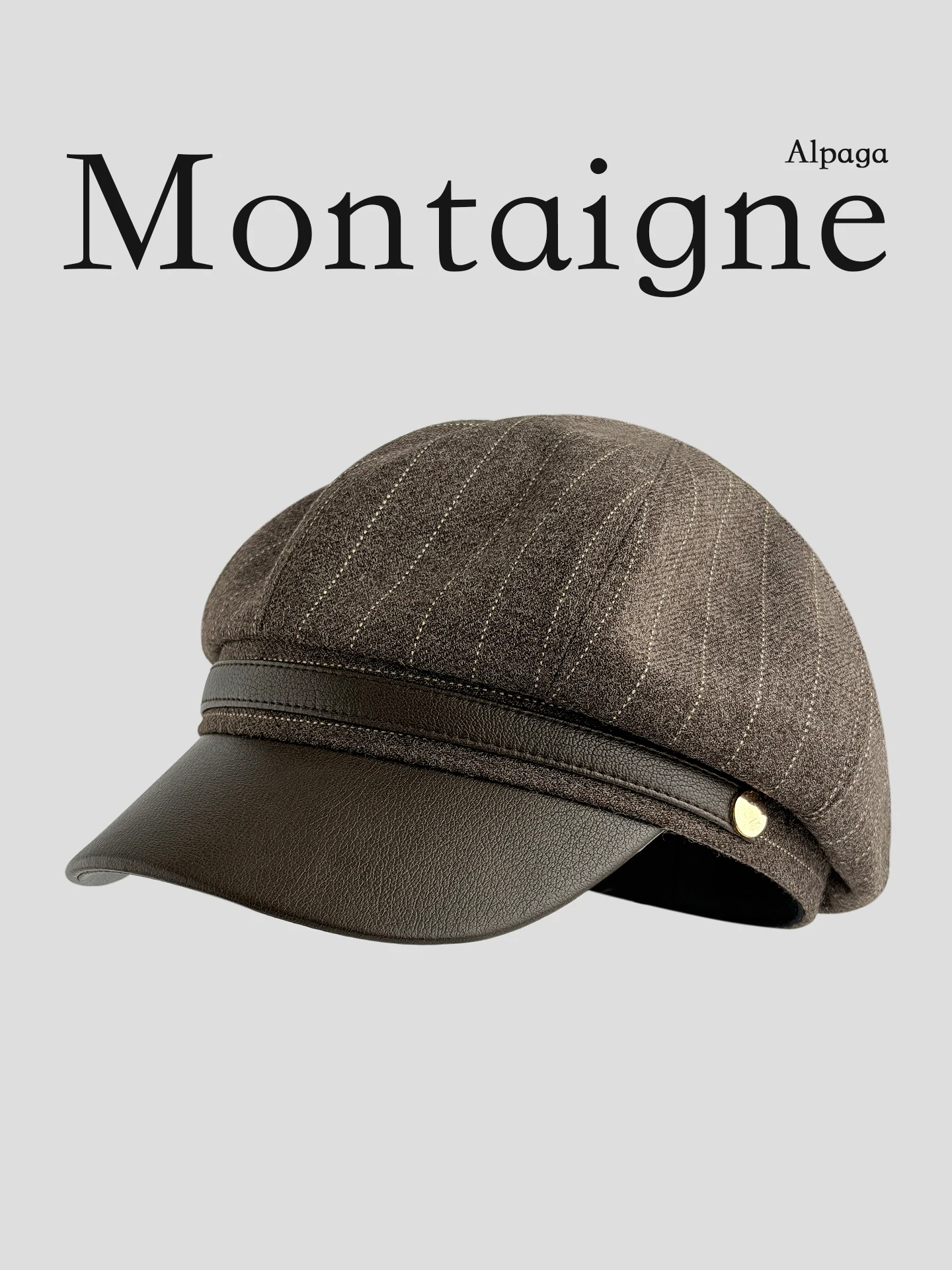 alpaga-montaigne-2026-autumn-stripe-octagonal-hat-women's-small-beret-painter-cap-british-newsboy-hat-vintage-style-short-brim