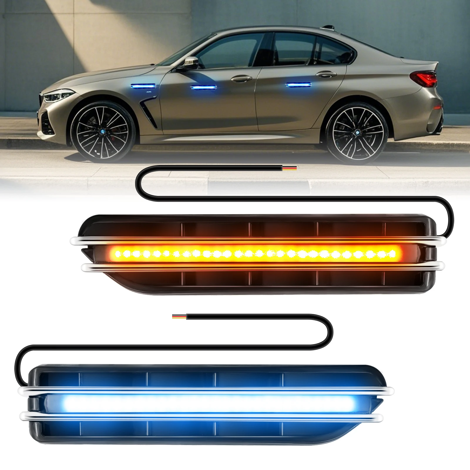 

2 шт. светодиодные стробоскопы последовательные индикаторные лампы дневные ночные ходовые огни DRL указатели поворота универсальный маяк