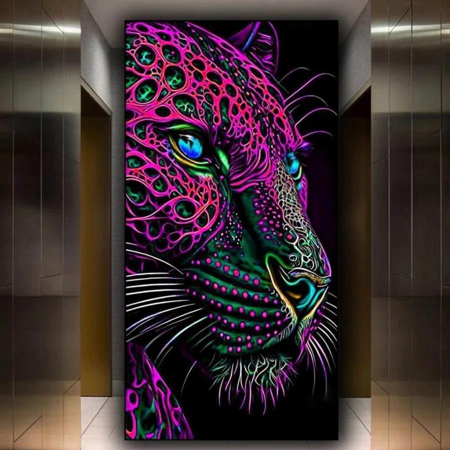 Diamond Painting Kits Big Size Colorful Leopard Diy Full Jewelry Cross Stitch Arts Animals Mosaic Embroidery Picture Wall Decor