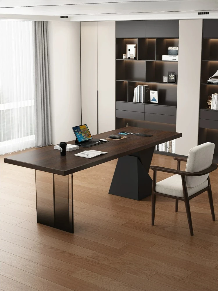 Italian Minimalist Study Desk Light Luxury Superior Sofa Back Long Table Living Room Household Wood Computer Desk Furniture