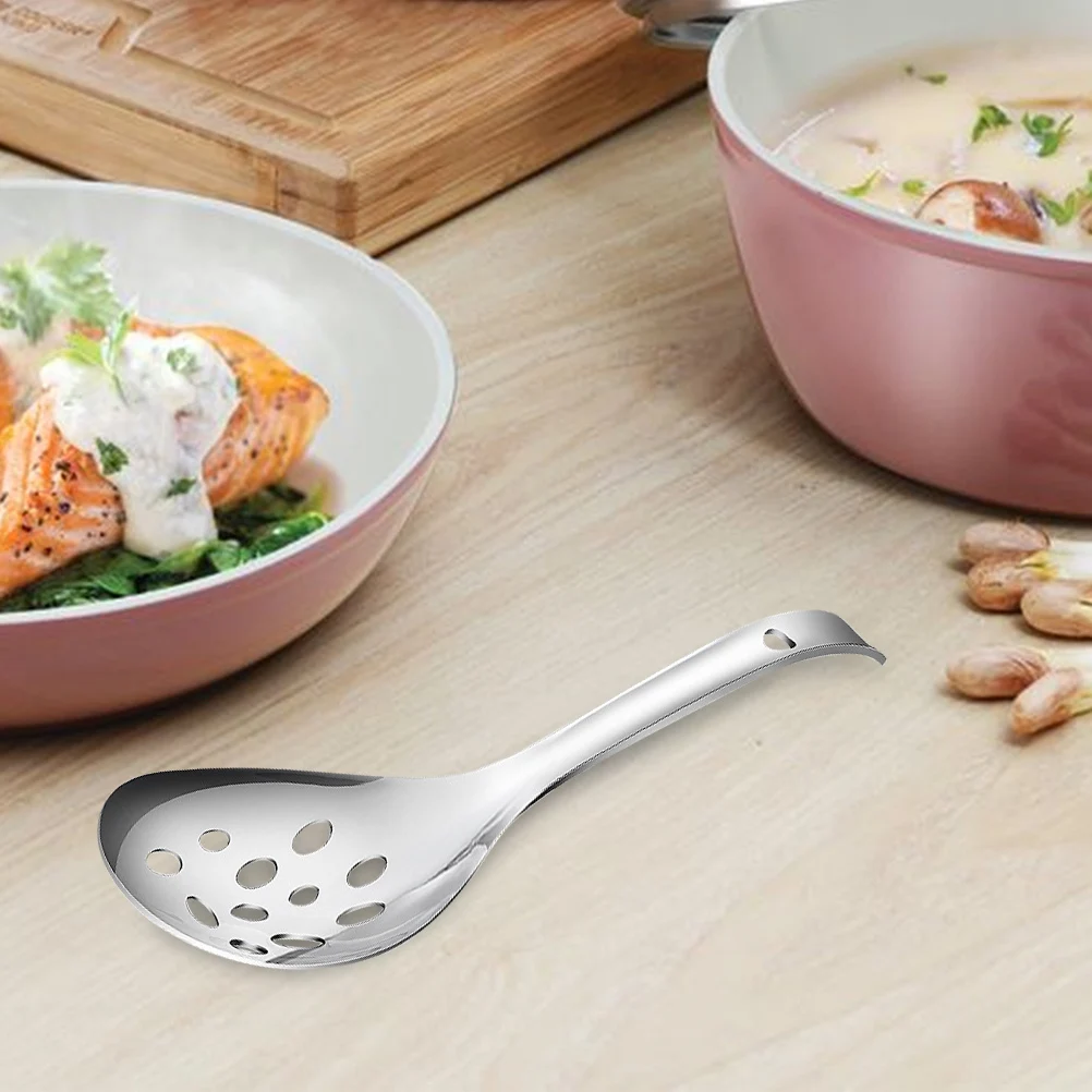 

Stainless Steel Spoon Kitchen Tool Frying Strainer Heat Resistant Long H Easy Storage Practical Design Slotted