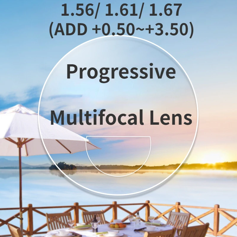 

1.56 1.61 1.67 (ADD +0.50~+3.50) Progressive Multifocal Lenses Prescription Myopia Hyperopia Resistance Short Middle Far Lens