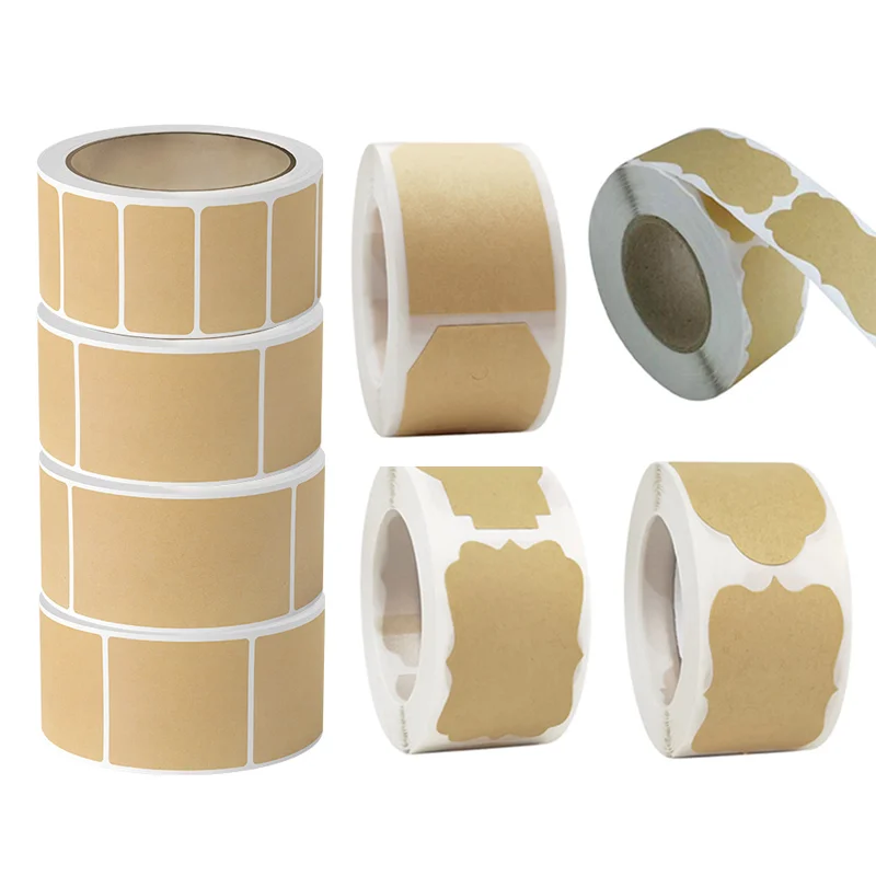 1 рулон крафт-бумаги, банка для письма, имя, самоклеящиеся уплотнительные подарочные наклейки, домашняя упаковка, уплотнительные этикетки, прямоугольные