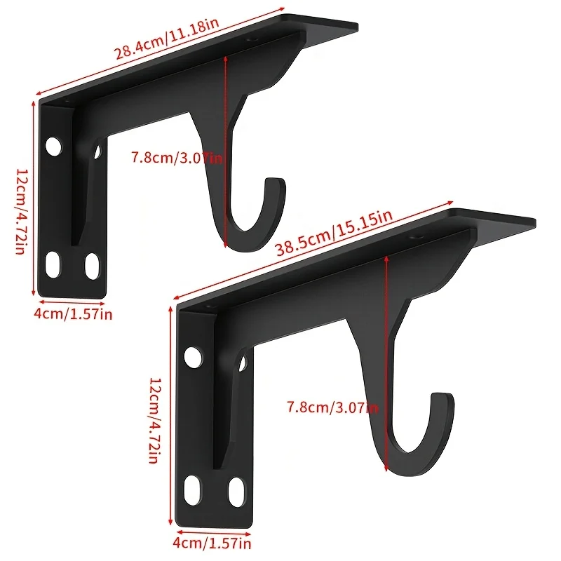 2Pcs Heavy-Duty Metal Wall Hooks Sturdy Triangle Shelf Support Bracket for Wardrobe Durable Furniture Hardware Organizer
