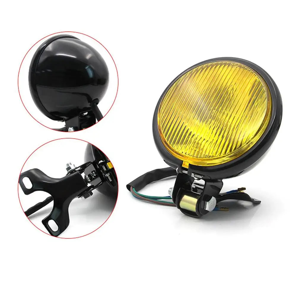 Motorcycle Headlight Round Retro Headlamp 12v 35w 3000k High-low Beam Fog Light Universal Modified Parts