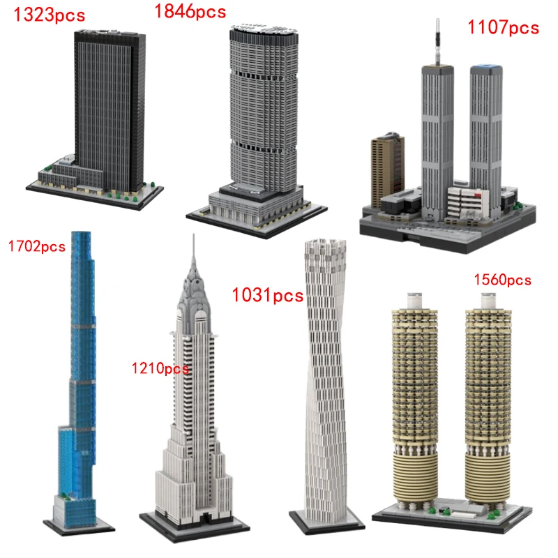 Spot MOC-156591 Skyscraper City Street View Building 151260 173724 127520 177243 Building Block Model Toy Gift Ornament