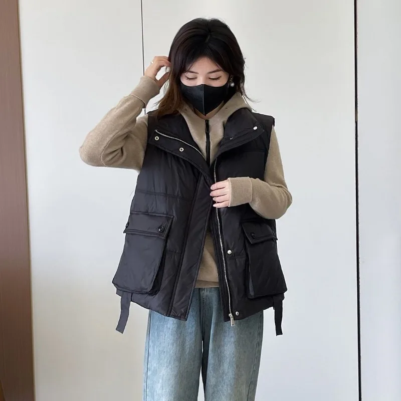 Women's Autumn Winter Vest New Sleeveless Down Cotton Coat Versatile Fashion Washable Shiny Waistcoat Vest for Women Tops