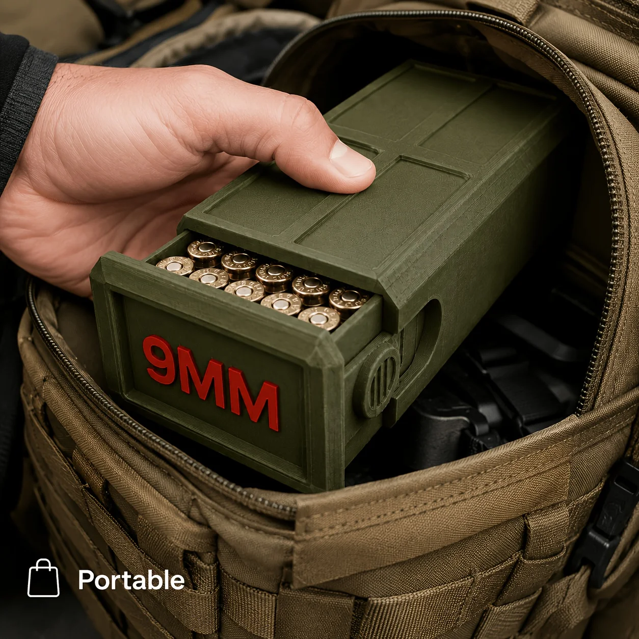 9-mm-Ausziehbare Munitions-Aufbewahrungsbox im taktischen Stil, Schießstand-Ausrüstung für Schießsport-Enthusiasten – Detail 5