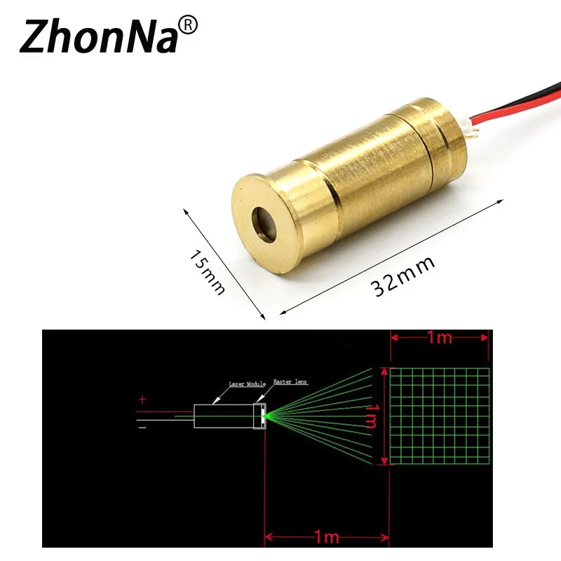 3D Scanning Laser Modules Laboratory Modeling Grid Laser Green Light 532nm 45mW Laser Head DC2.3-5V Input Optics Accessories
