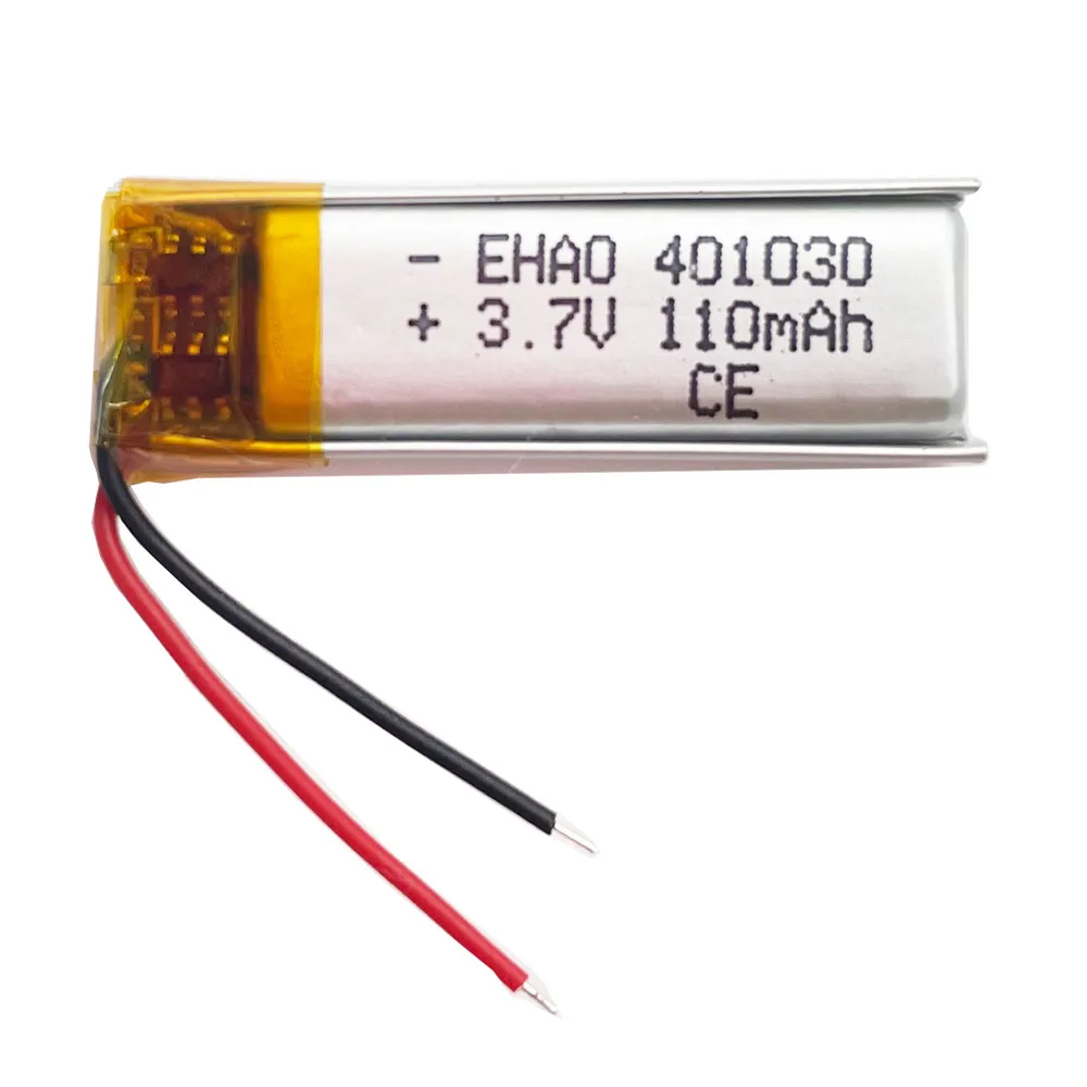 3.7V 110mAh 401030 Slim Lipo Rechargeable Battery Replacement for MP3 Player Bluetooth Earbuds GPS Mini Camera Video Pen