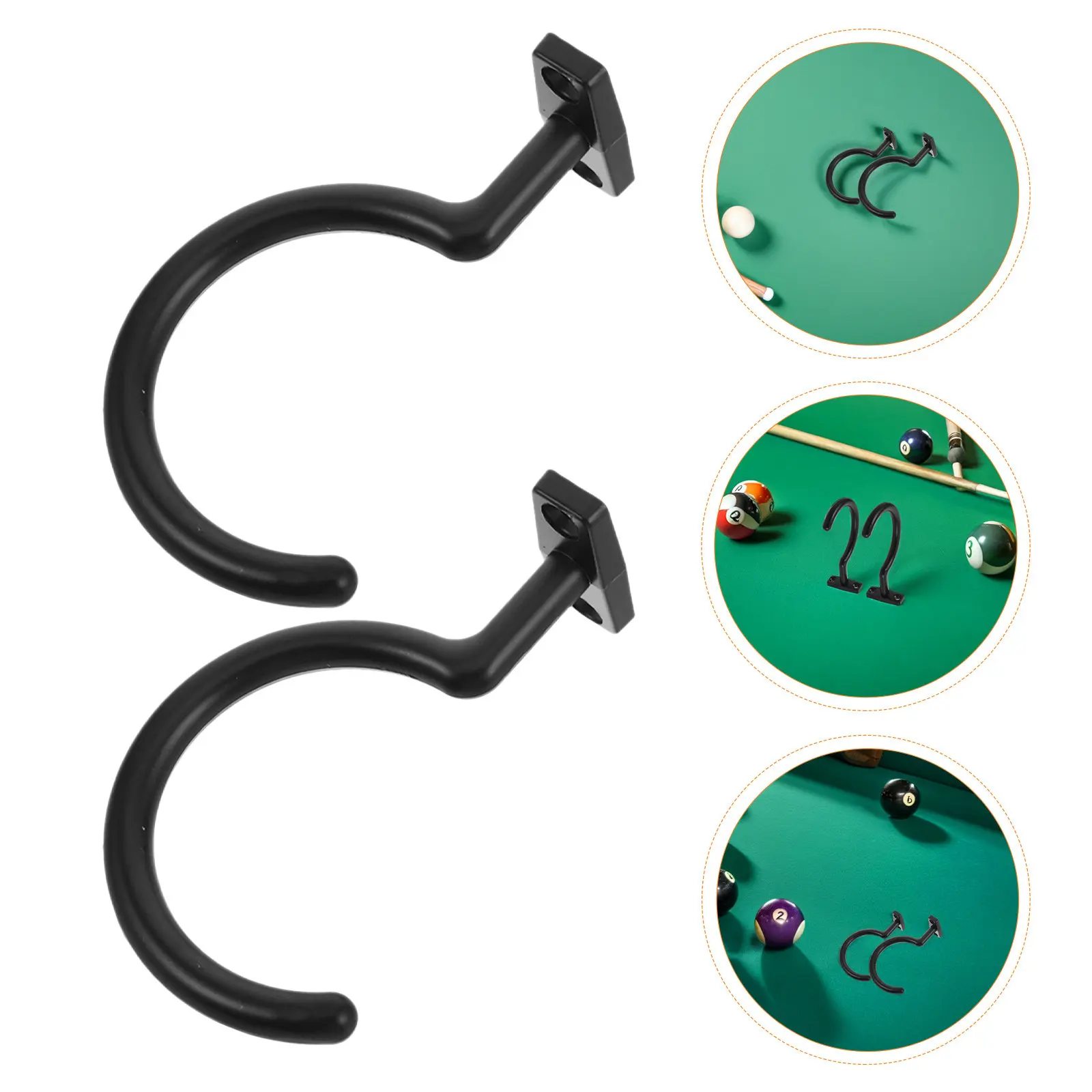 4Pcs Metal Pool Table Side Cue Hook Billiard Cue Rack Holder Sturdy Iron Design Easy Install Non Slip Finish for Room