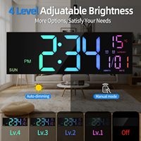 16 inch LED Colorful Digital Wall Clocks With Remote Control Time Countdown Temperature  Multi-function Night Light Alarm Clock