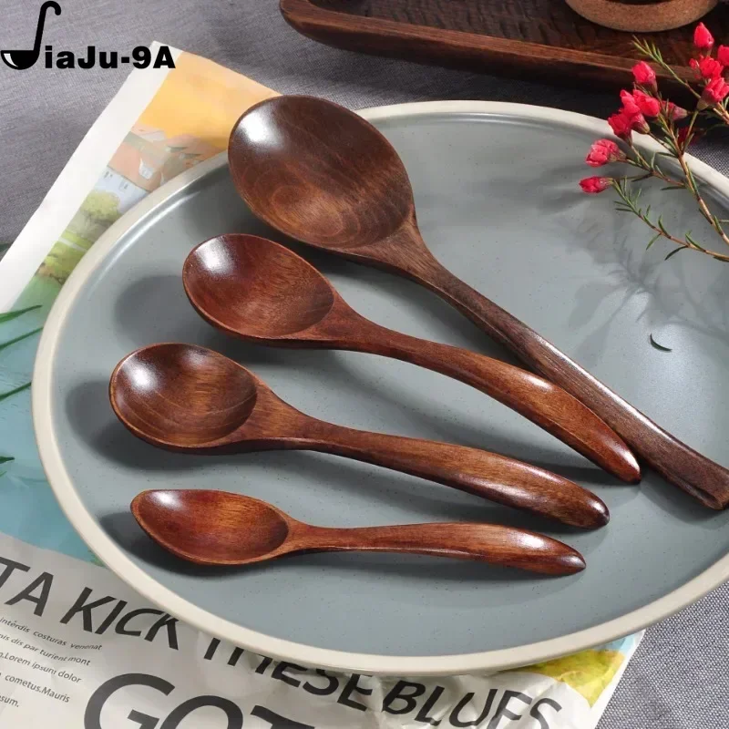 Wooden Spoon Cooking Spoon Bamboo Wave Pattern Kitchen Cooking Utensil Tool Soup Teaspoon Catering for Kitchen Wooden Spoon 2024