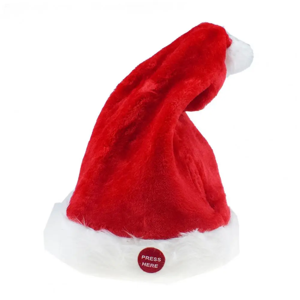 Plush Hat Festive Battery Operated Singing Santa Hat Plush Dancing Christmas Decoration Swinging Santa Claus Holiday Gift Moving