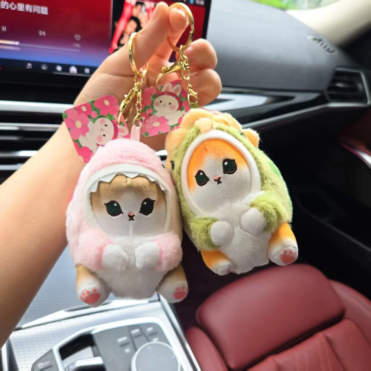Cute Shark Cat Stuffed Plush Doll Keychain Kawaii Small Cat Toy Bag Pendant Backpack Hanging Ornament view 3