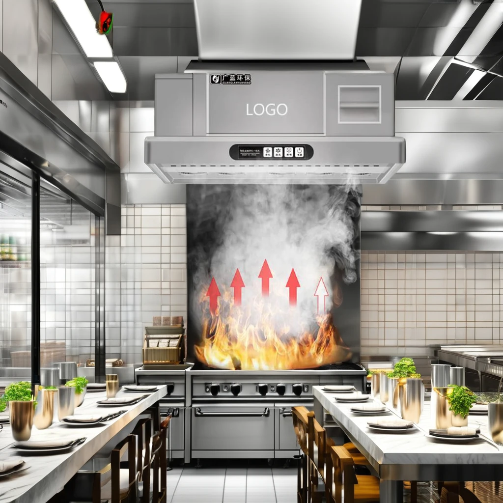 Commercial Kitchen Smart Range Hood with ESP Over 98% Removal Rate