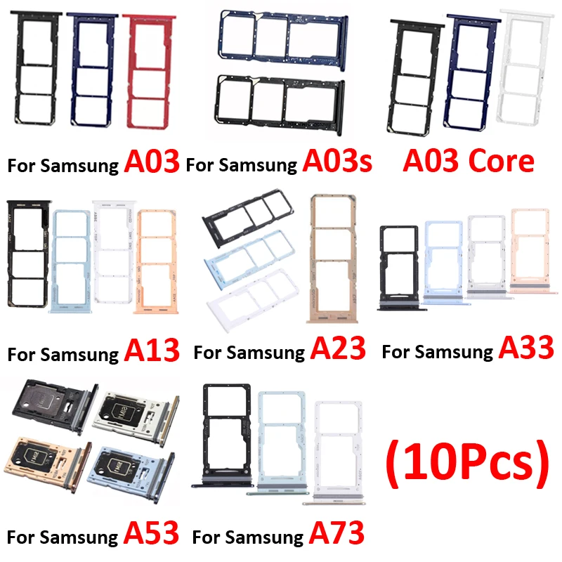 삼성 갤럭시 A10s, A20s, A30s, A21s, A12, A32, A52, A72, A13, A33, A53, A14, A34, A54 용, SIM 칩 트레이, 포켓 카드홀더, 10 개