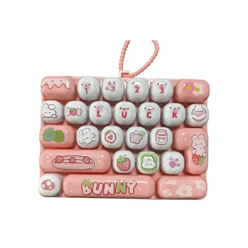 R7UF Button Press Keychain Toy with Carry Loop for Busy Break Time