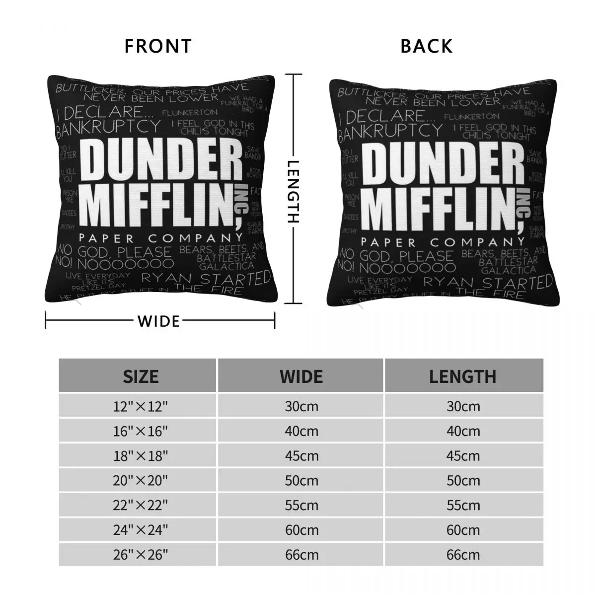 The Office Quotes Dunder Mifflin Paper Company Inc Square Pillowcase Pillow Cover Cushion Zip Throw Pillow for Home Living Room