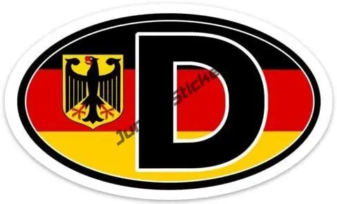 Germany Deutschland Flag Car Bumper Sticker Coat of Arms of Germany Shield Eagle Decal German Country Code Flag D DE DDR Decals