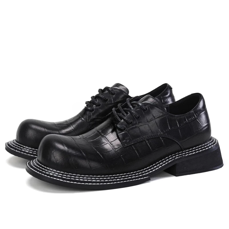 

Genuine Leather Hand Sewn Casual Shoes for Men's British Fashiona High-end Breathable and Sweat Wicking Wide Version Derby Shoes