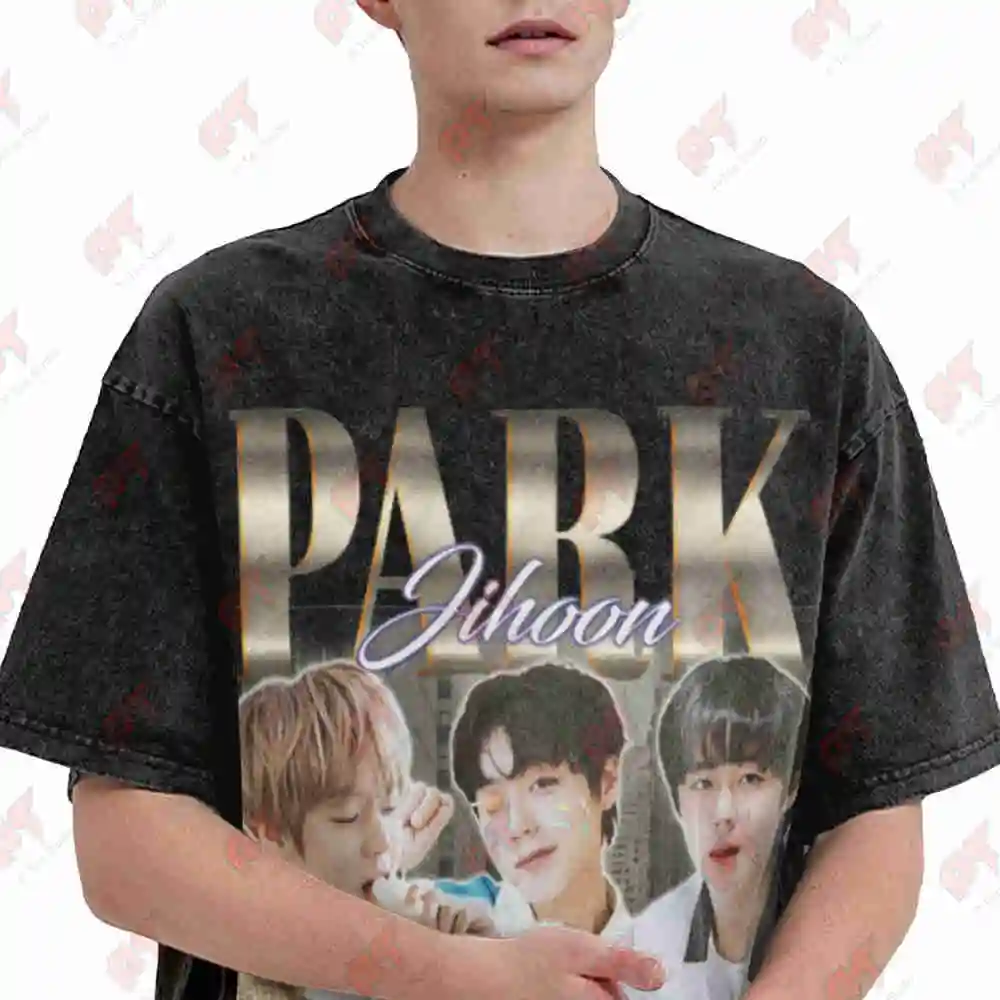 Park Ji Hoon Retro Vintage Washed Tee Pure Cotton T-Shirt