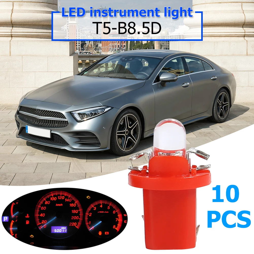 10pcs T5 B8.5D LED Car Dashboard Light Bulbs Auto Instrument Cluster Light Bulbs The Service Life Up To 50,000 Hours