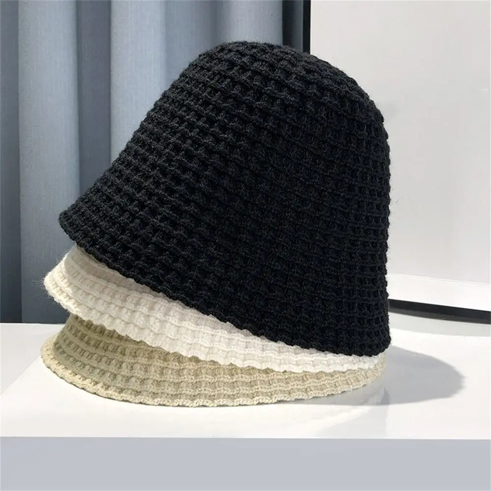 Fashion Knit Buket Hat Soft Winter Warm Fisherman Hat Beanie Cap Crochet Knitted Skull Hat Women Autumn Basin Hat