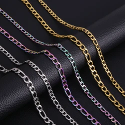 HIYEE 3MM-9MM Basic Punk 3:1NK Stainless Steel Cuban Curb Link Chain Necklace For Men 3 Color Male Neck Jewelry Accessories
