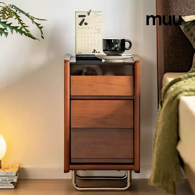 

Bedside table Nordic solid wood ultra-narrow storage storage small apartment side cabinet household bedroom corner storage