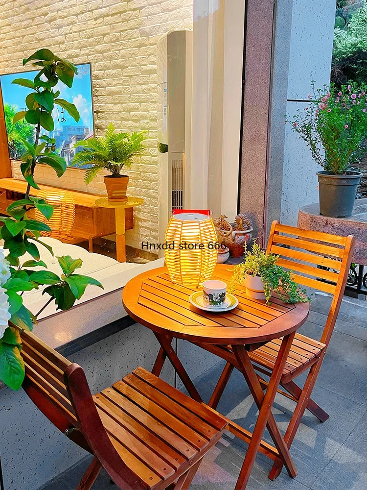 outdoor Internet celebrity small apartment tea table and chair three-piece combination