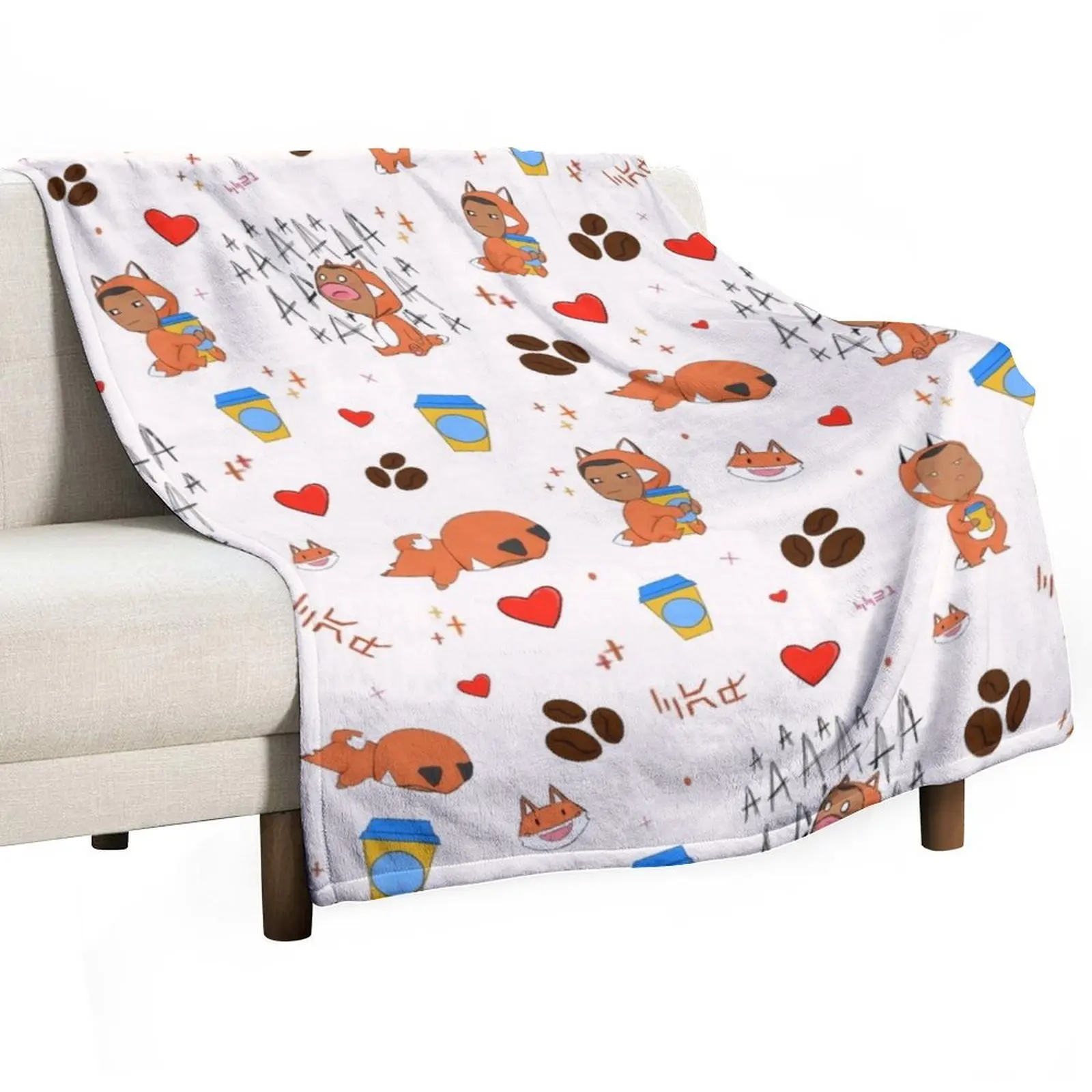Fox N Caf Scatter Print Throw Blanket Designers Furrys Soft Plush Plaid sofa bed cosplay anime for sofa Blankets