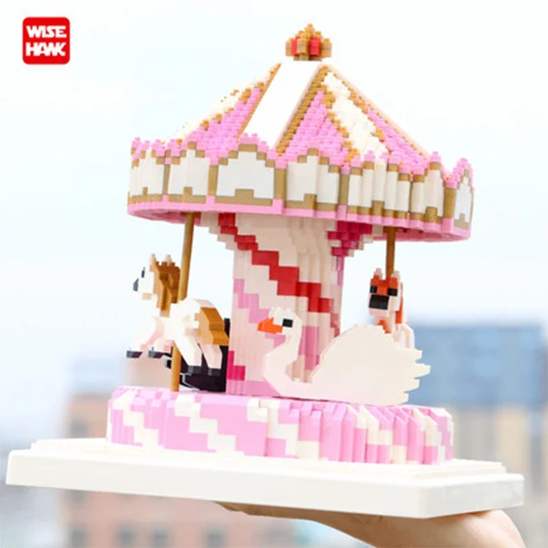 Plastic Building Blocks Toys Merry Go Round Bricks Games Kids Model Girl Gifts