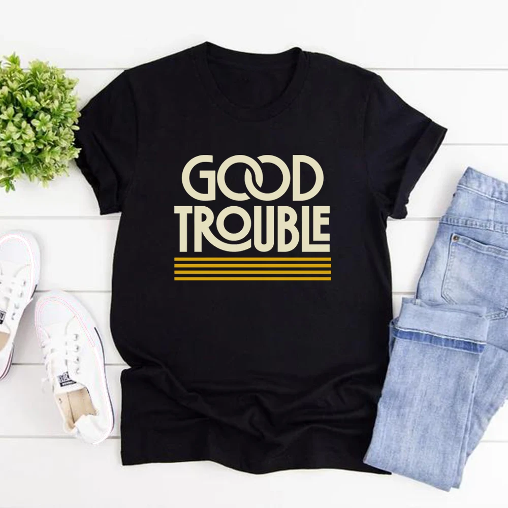 Good Trouble Unisex T-Shirt No Kings in America Shirt Resist Fascism Tee Short Sleeve Nope Kings Tshirt Streetwear Tops