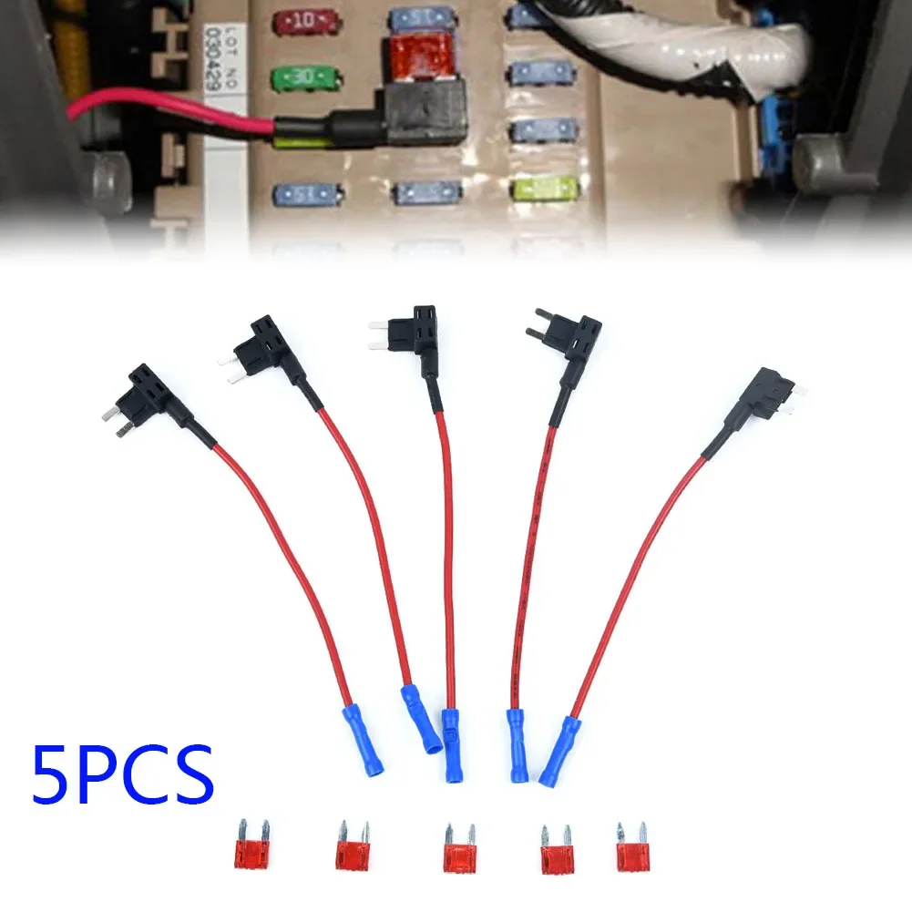 

5Pcs/Set 12V Add A Circuit Mini Blade Fuse Holder Standard ATM APM Piggy Back Fuses Tap Car Fuse Box Fusible Alarm Accessories