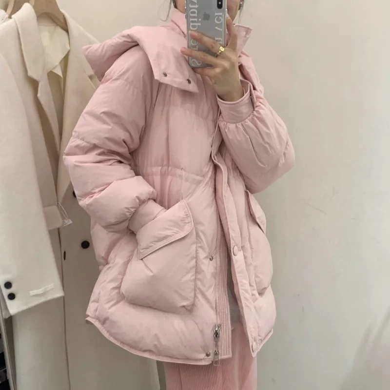 Imagem -06 - Jaqueta com Capuz com Bolsos Grandes para Mulheres Parkas de Cintura Feminina Sobretudo Quente Outwear Grosso Cabolsa Solto Novo Inverno 2023