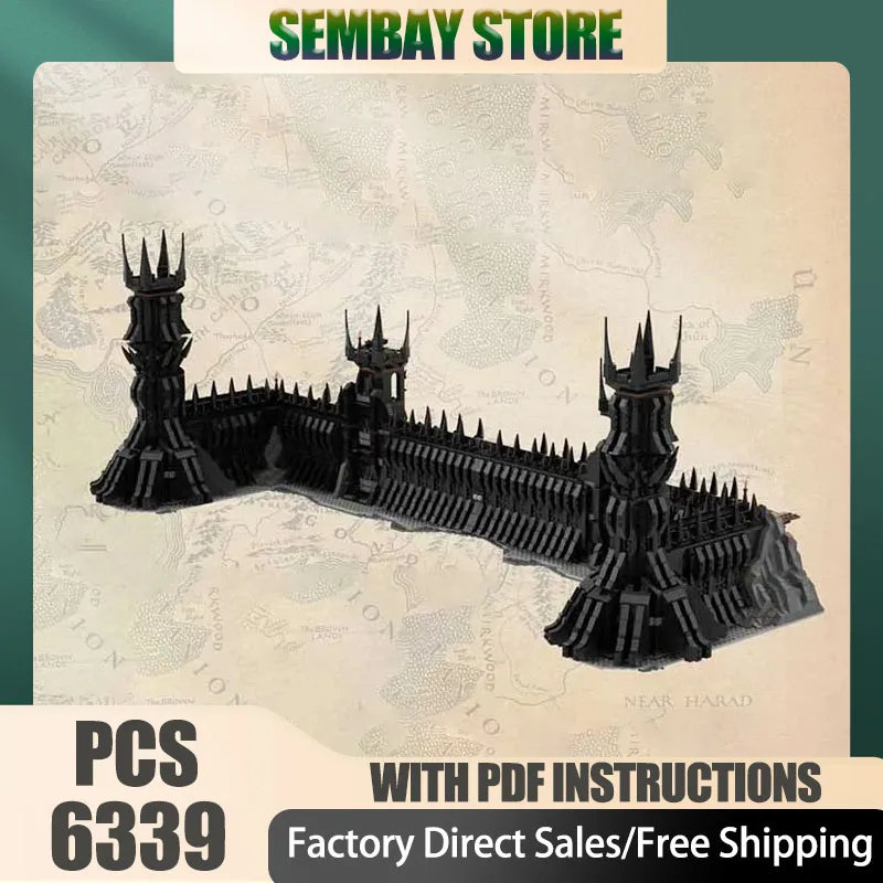 Ringen Film Moc Bouwstenen UCS Zwarte Poort van Mordor Model Bakstenen DIY Assemblage Technische Constructie Speelgoed Set Vakantiecadeaus