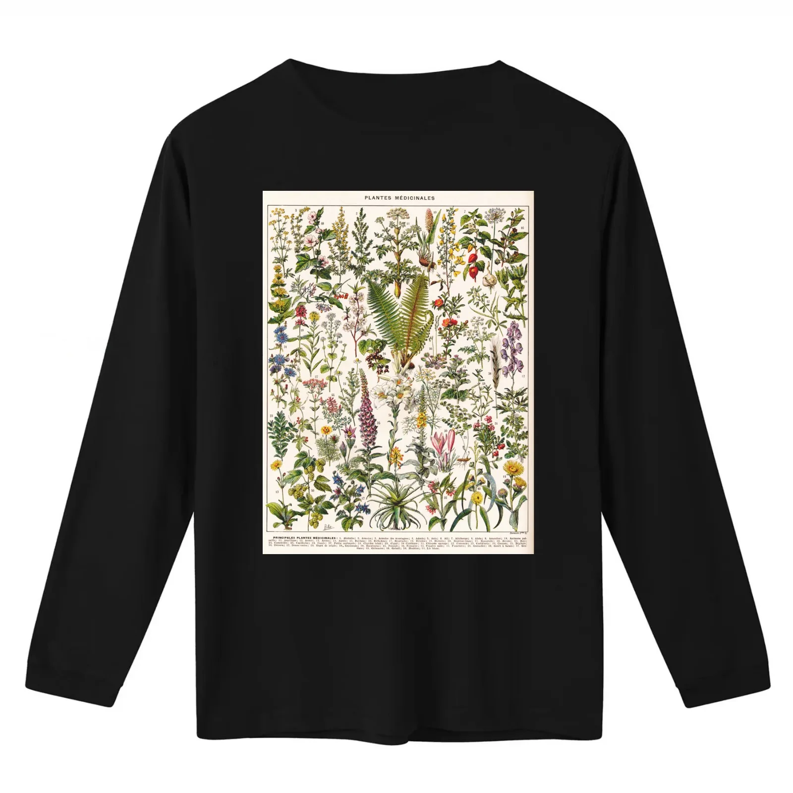 Adolphe Millot - Plantes Medicinales B - French vintage poster T-Shirt Summer Casual Cotton Tee Oversized Streetwear Tops